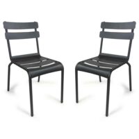 Amarillo Garden Anthracite Aluminium Side Chair in Pair