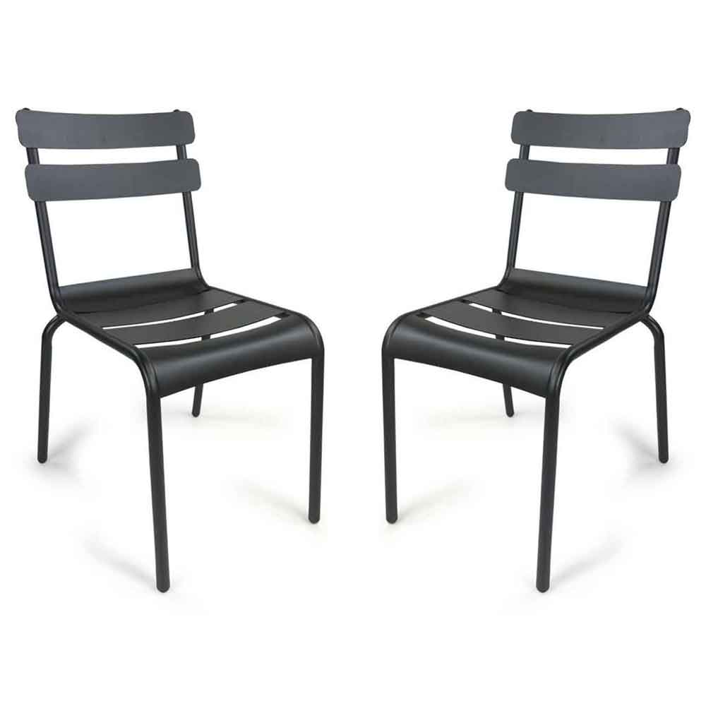 Amarillo Garden Anthracite Aluminium Side Chair in Pair