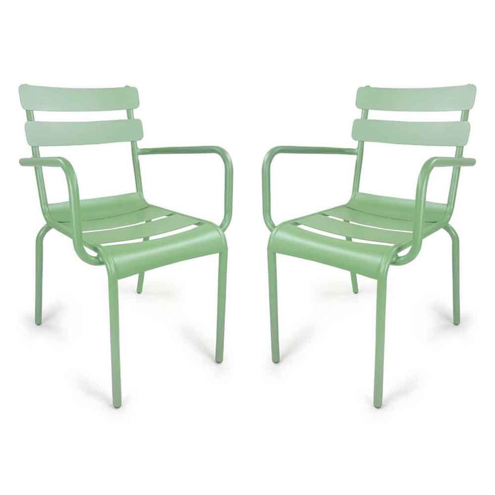 Amarillo Garden Olive Green Aluminium Armchair in Pair