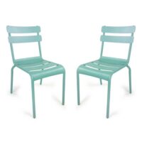 Amarillo Garden Pastel Blue Aluminium Side Chair in Pair
