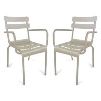 Amarillo Garden Taupe Aluminium Armchair in Pair
