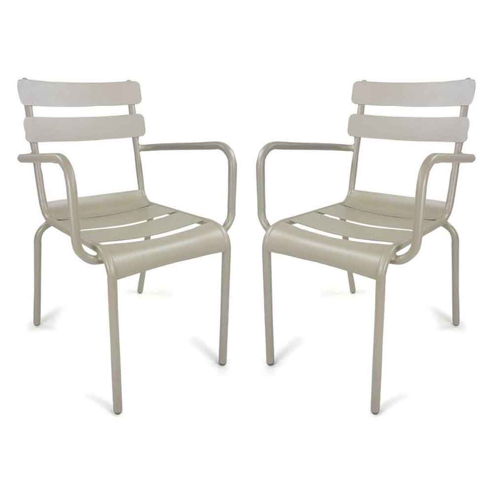 Amarillo Garden Taupe Aluminium Armchair in Pair