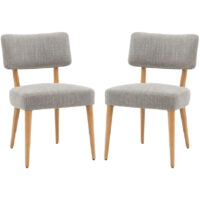 Arcadia Grey Fabric Dining Chairs With Wooden Frame In Pair