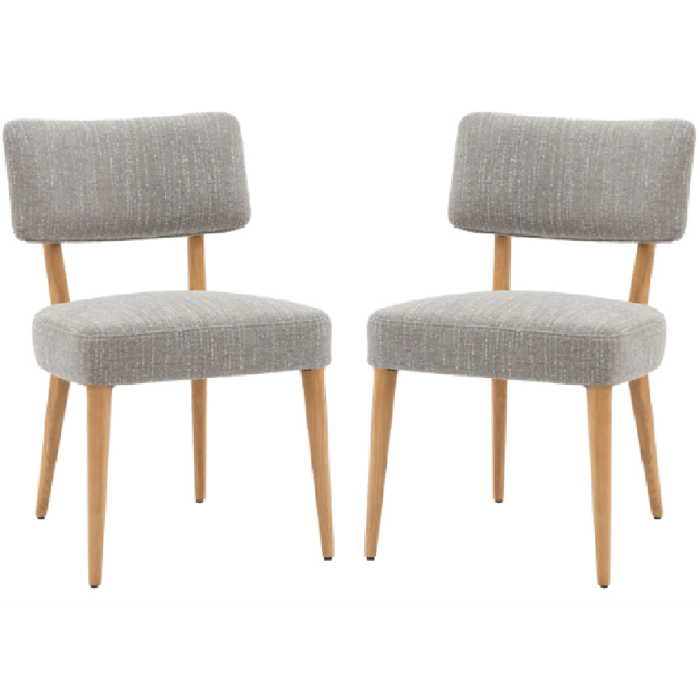 Arcadia Grey Fabric Dining Chairs With Wooden Frame In Pair