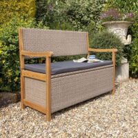 Auchinleck Rattan Garden Storage Seating Bench in Natural