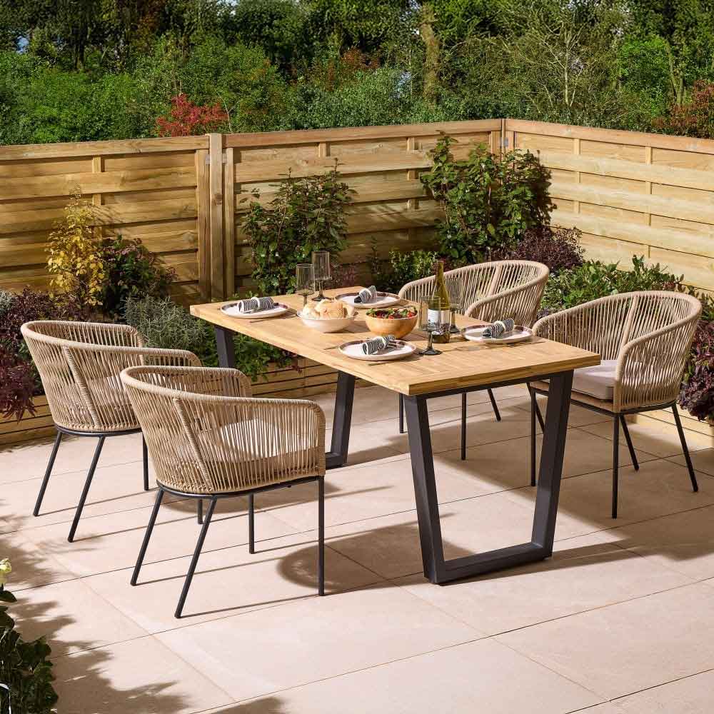 Aurum Wooden Garden 4 Seater Dining Set in Natural and Black