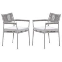 Barrie Taupe Aluminium Dining Chairs With Cushion In Pair