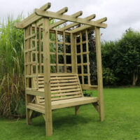 Betovan Small Wooden Garden Seating Shelter In Natural