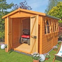 14' x 8' Shire Bison Heavy Duty Double Door Wooden Workshop (4.31m x 2.56m)