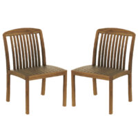 Bolivia Rich Brown Wooden Garden Side Chairs In Pair