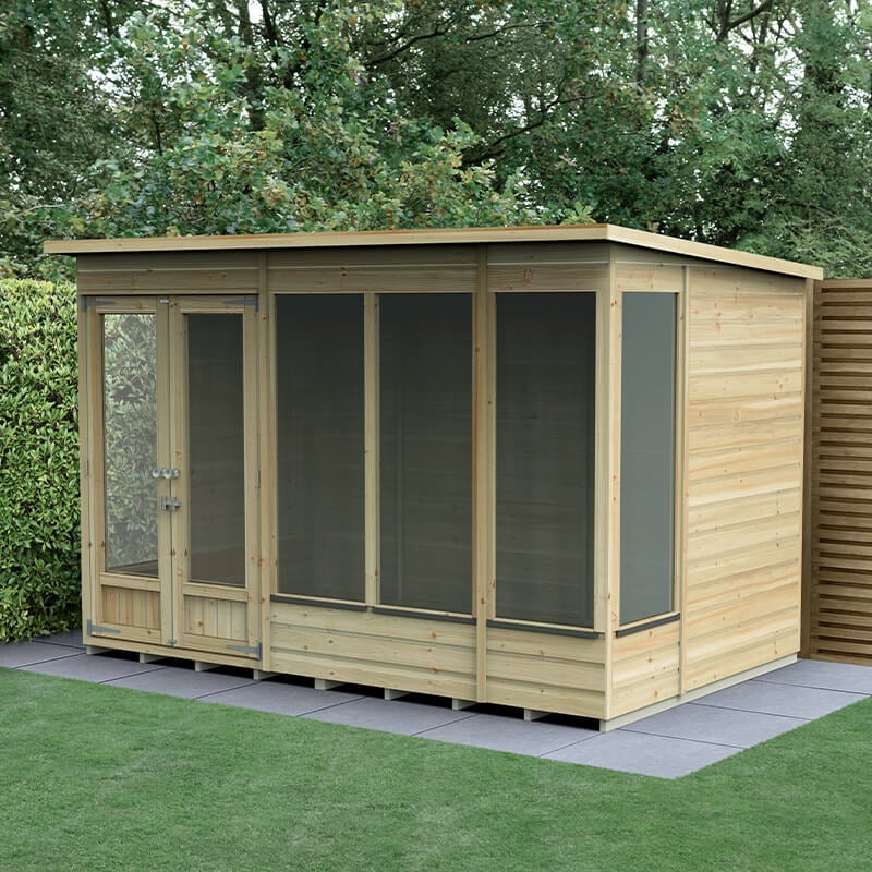 10' x 6' Forest Beckwood 25yr Guarantee Double Door Pent Summer House (3.11m x 2.05m)