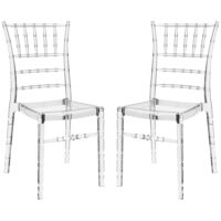 Calhoun Clear Transparent Polycarbonate Side Dining Chairs In Pair