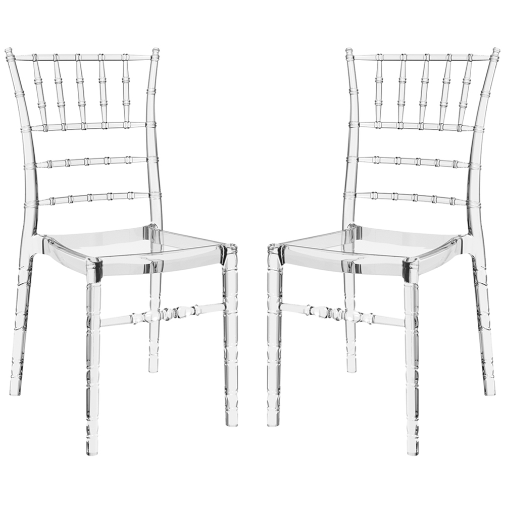 Calhoun Clear Transparent Polycarbonate Side Dining Chairs In Pair
