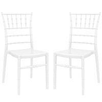 Calhoun Glossy White Polycarbonate Side Dining Chairs In Pair