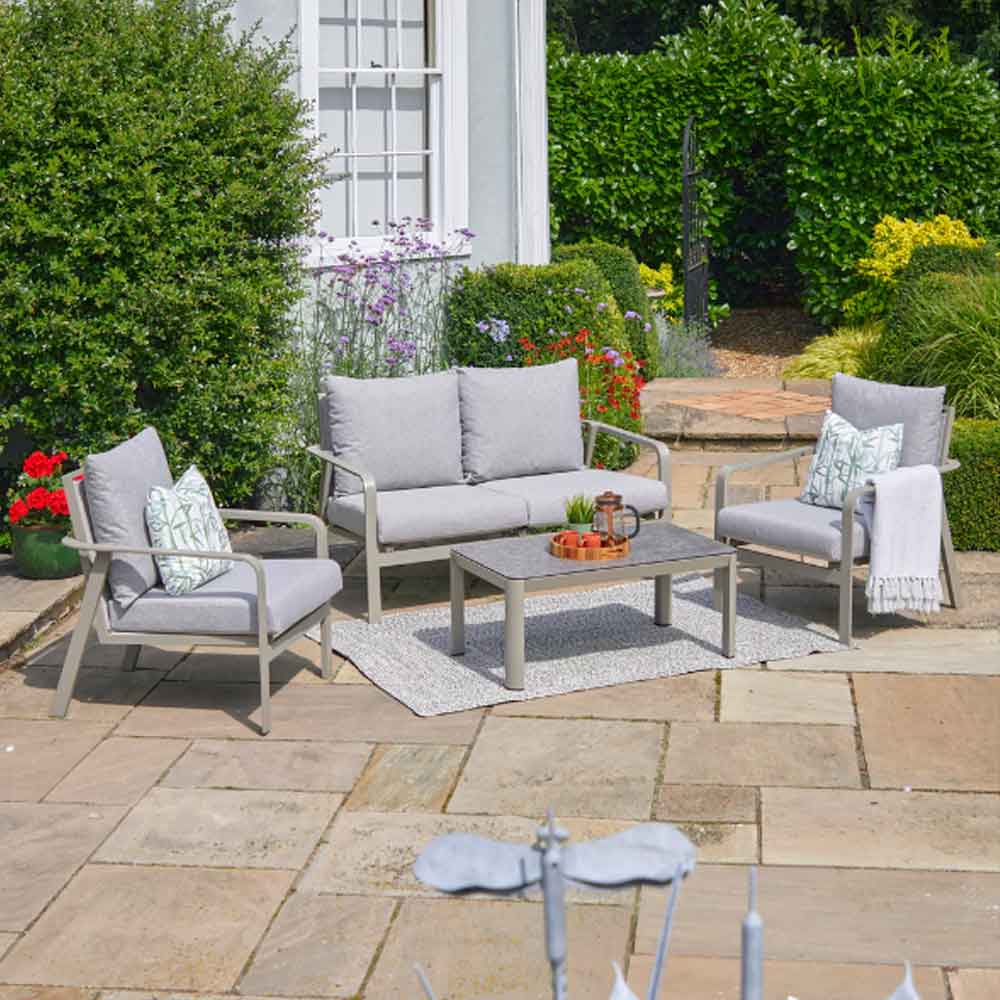 California Aluminium Garden Lounger Set with Coffee Table in Dark Grey