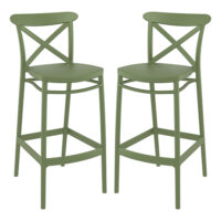 Carson Green Polypropylene And Glass Fiber Bar Chairs In Pair