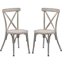 Cayuga Vintage White Aluminium Outdoor Side Chairs In Pair