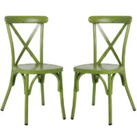 Cayuga Vintage Green Aluminium Outdoor Side Chairs In Pair