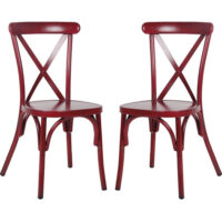 Cayuga Garden Vintage Red Aluminium Stackable Sidechair in Pair