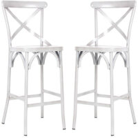Cayuga Vintage White Aluminium Stackable Bar Chair in Pair