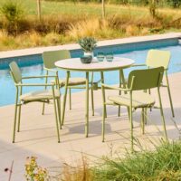 Coastal Aluminium Garden 4 Seater Dining Set in Pistachio Green