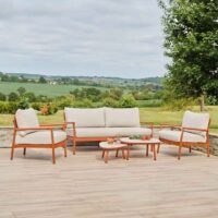 Coastal Aluminium Garden Lounger Set with 2 Nesting Tables in Rich Terracotta
