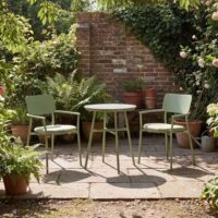 Coastal Aluminium Garden Round Bistro Set in Pistachio Green
