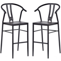 Cortano Black Aluminium Bar Chairs In Pair