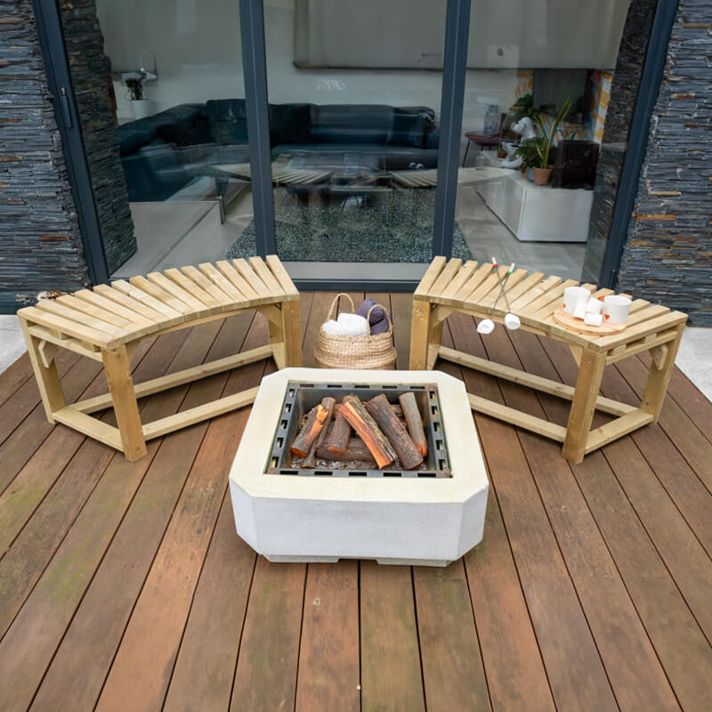 Forest Curved Wooden Firepit Bench 6'8 x 2'6 (2.03m x 0.76m) - Pack of 2