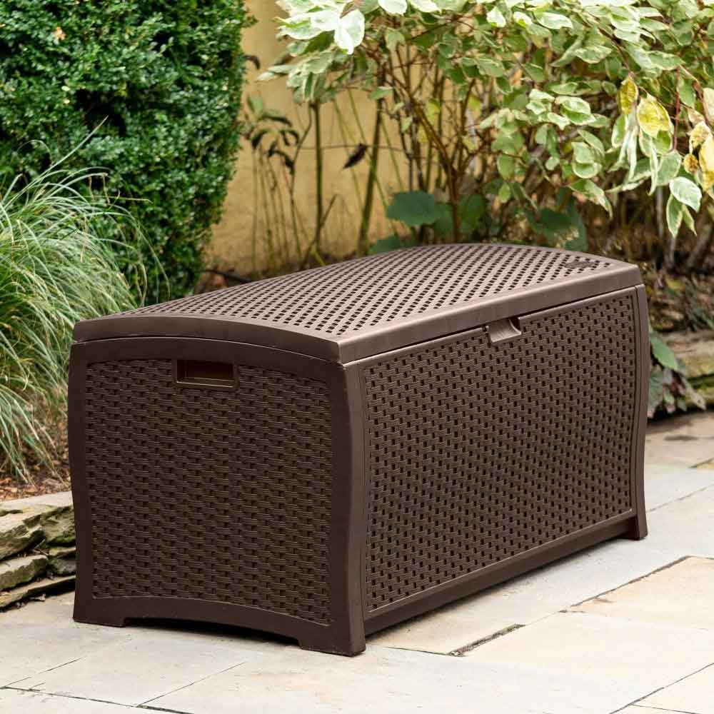 Decluttered Reinforced Resin Garden 375L Storage Box in Java Brown