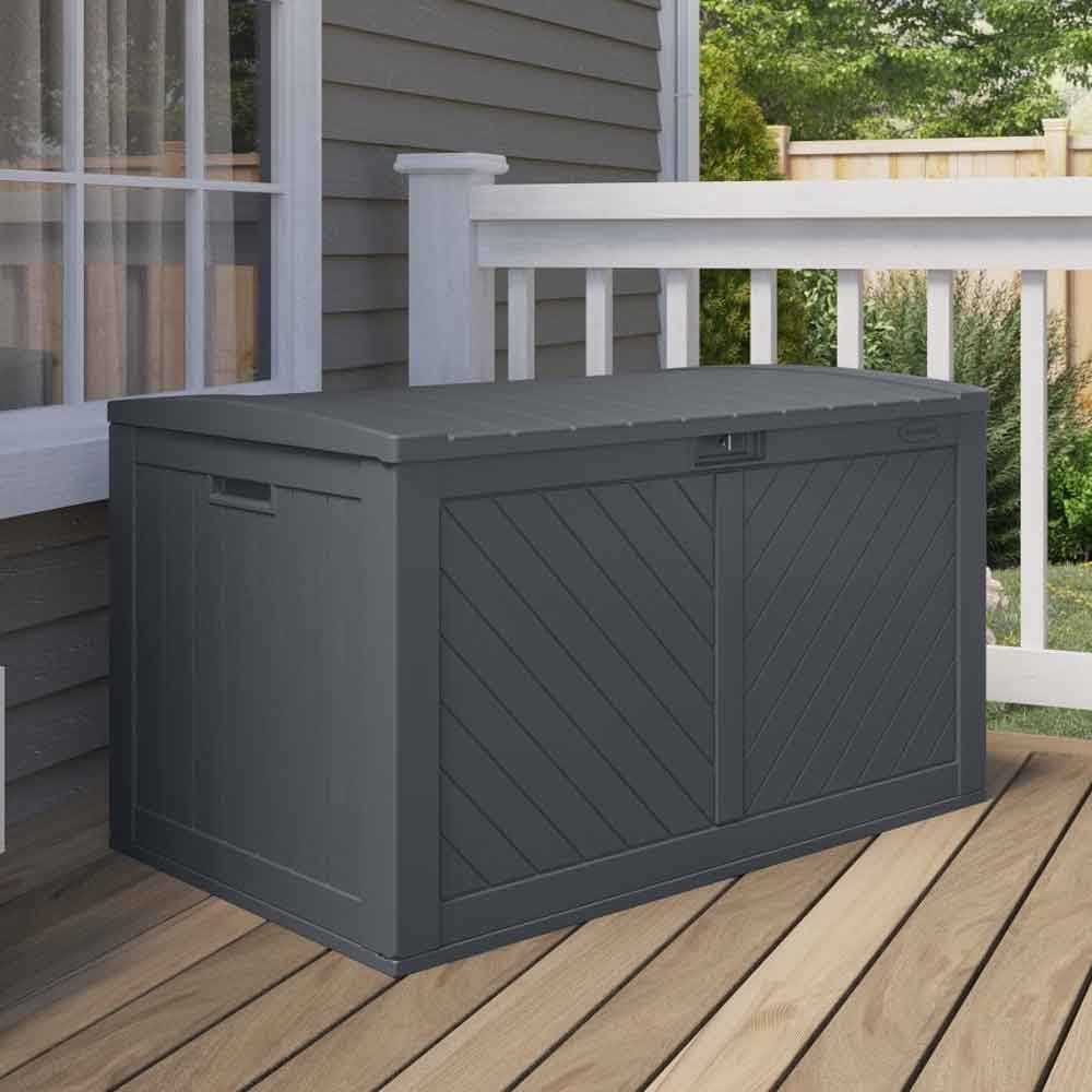 Decluttered Reinforced Resin Garden 507L Storage Box in Cyberspace Grey