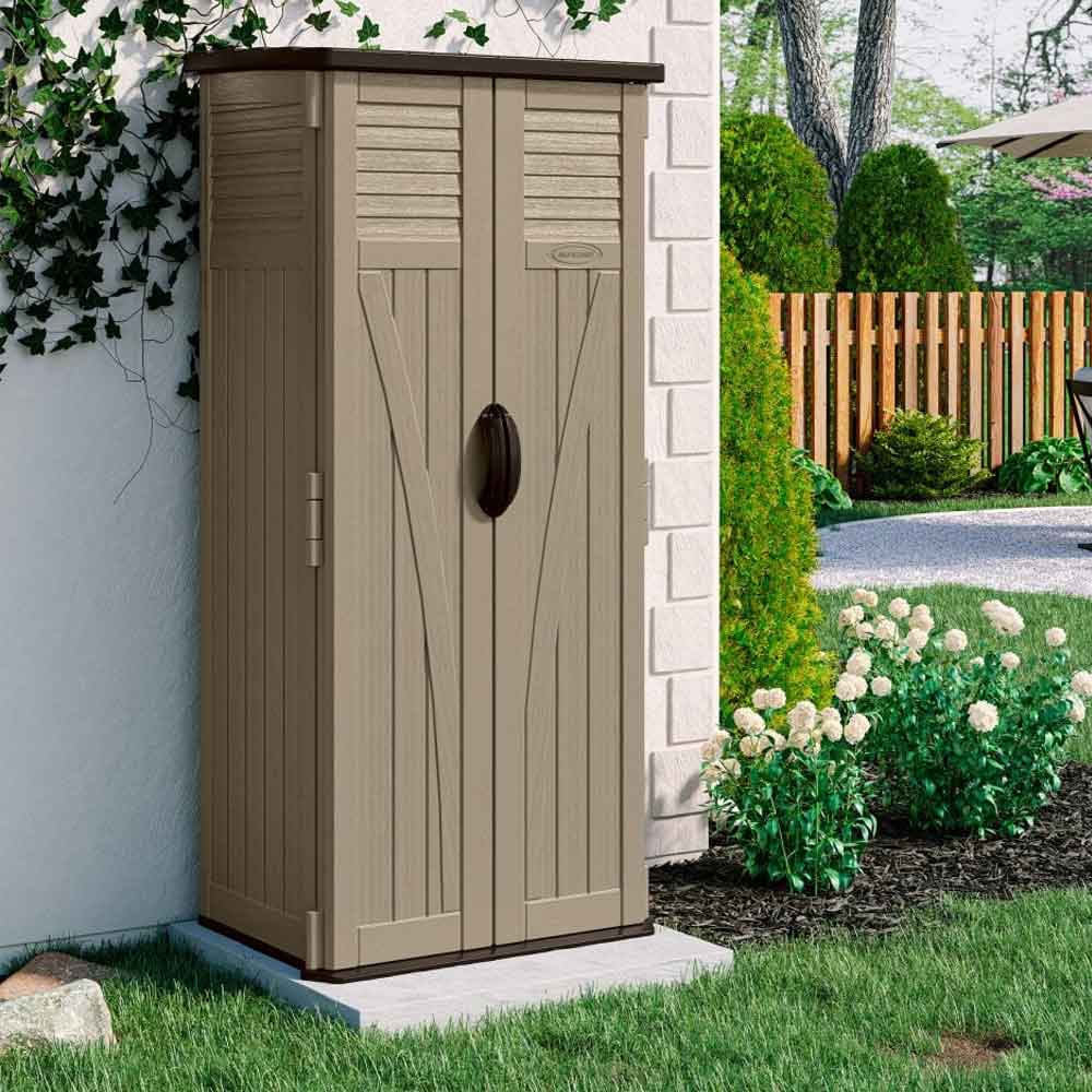 Decluttered Tall Reinforced Resin Garden Storage Cabinet in Sand