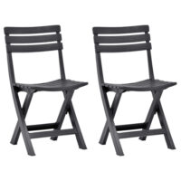 Derik Outdoor Anthracite Plastic Garden Chairs In Pair