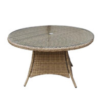 Derya Small Glass Top Garden Round Dining Table In Natural