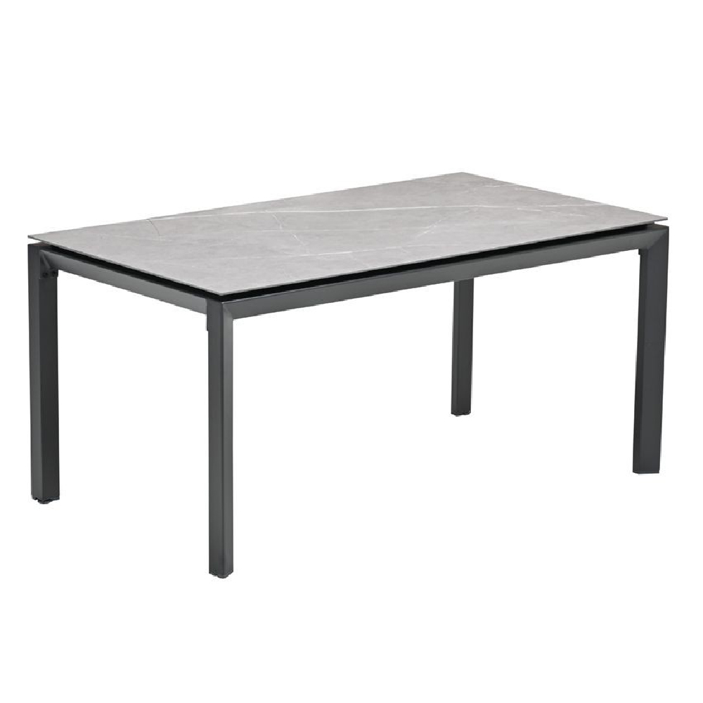 Draper Small Stone Rectangular Garden Dining Table In Grey