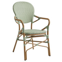 Edinburg Rattan Garden Armchair With Wooden Frame In Pastel Green