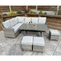 Enola Glass Top Garden Corner Dining Set In Grey