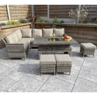 Enola Glass Top Garden Corner Lift Top Dining Set In Nature Grey