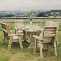 Erog Wooden Garden 6 Seater Dining Set In Natural