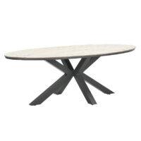 Ezra Large Wooden Oval Garden Dining Table In Light Brown