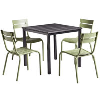 Extro Wooden Dining Table With Magnolia 4 Olive Green Chairs