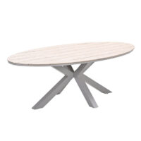 Ezra Small Wooden Oval Garden Dining Table In Taupe