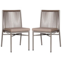 Faris Garden Taupe Rattan Sidechair With Cushion in Pair