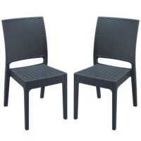 Fishkill Dark Grey Rattan Dining Chairs In Pair