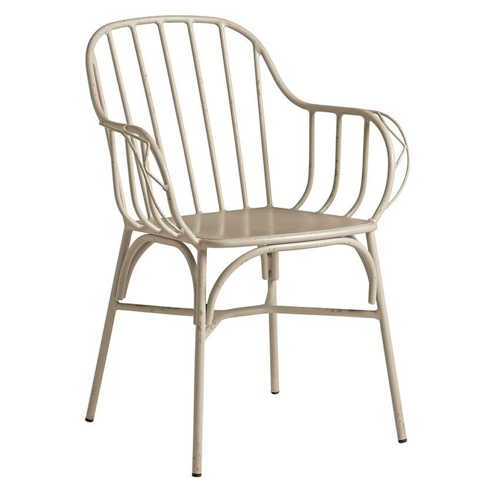 Frisco Metal Garden Armchair In Retro White