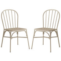 Frisco Retro White Metal Garden Side Chairs In Pair