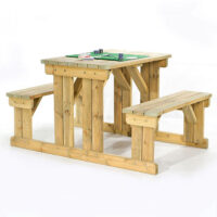 Gerik Wooden Small Seating Bench Set In Green Natural