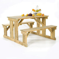 Gerik Wooden Medium Seating Bench Set In Green Natural