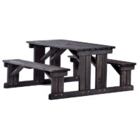 Gerik Wooden Garden Large Picnic Table In Dark Grey