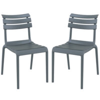 Haslet Dark Grey Polypropylene Outdoor Side Chairs In Pair
